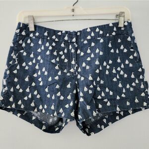 J Crew black label shorts women's size 00 sailboat pattern blue